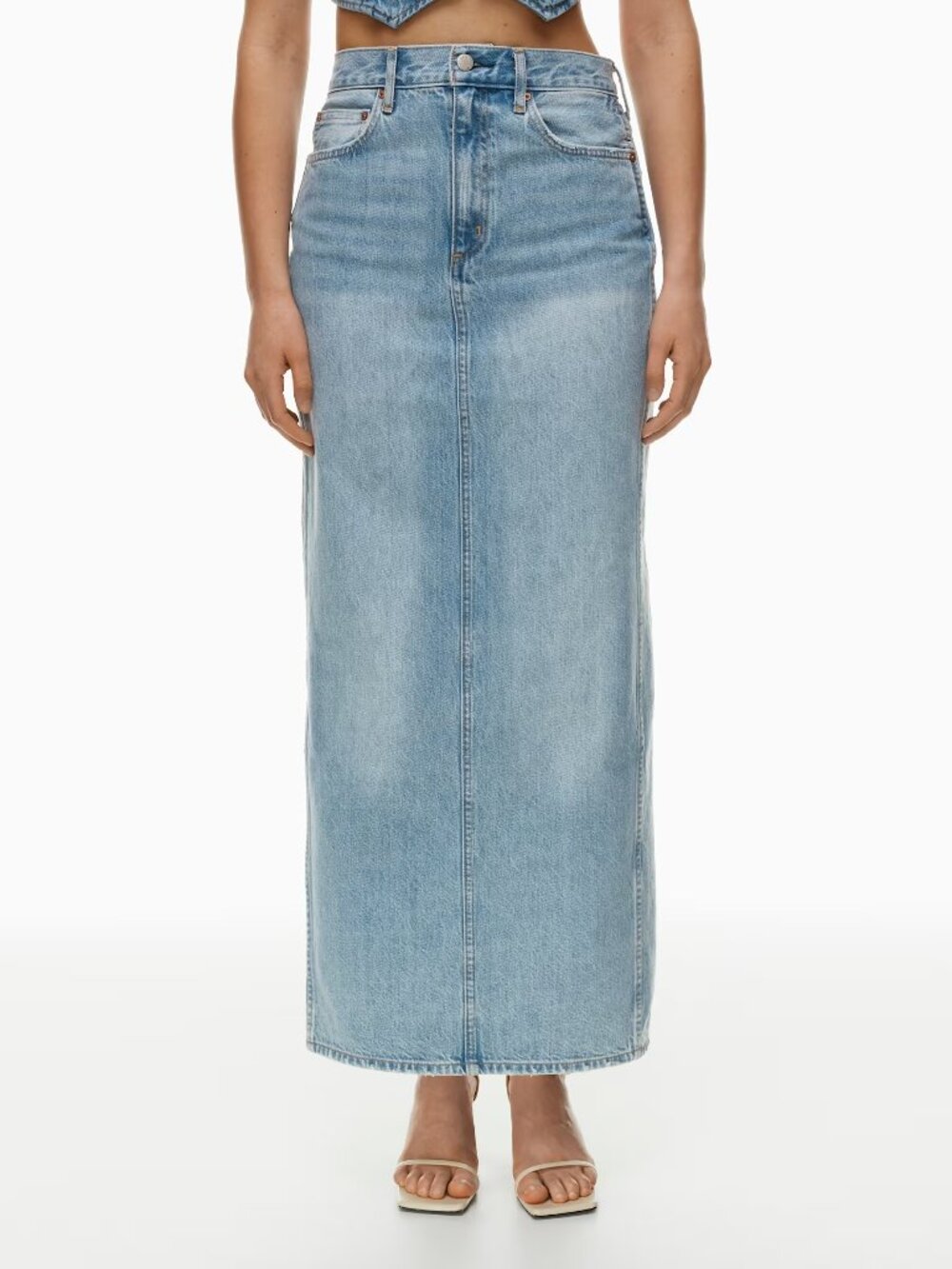 Denim Forum The '90s Pencil Maxi Denim Skirt